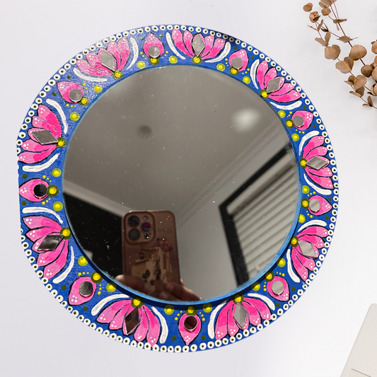 Lotus Mandala Art with Mirror wall hanging