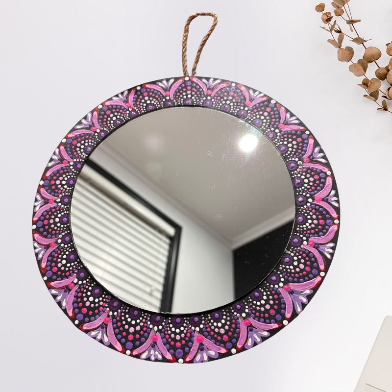 Purple Mandala Wall Hanging with Mirror