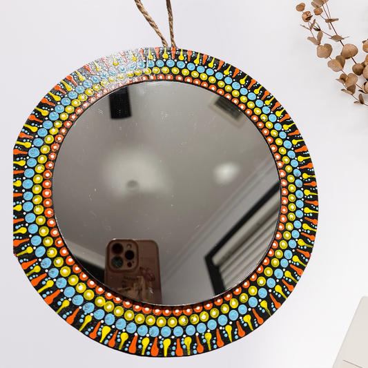 Sunset Mandala Dots with Mirror wall hanging