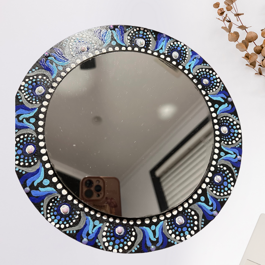 Blue Eye Mandala Dot Art with Mirror