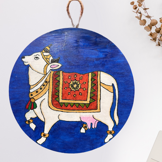 Hand-Painted Kamadhenu {Divine Cow} Wall Hanging