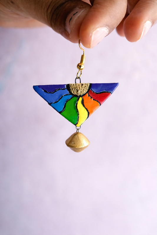 Rainbow Prism Terracotta Triangle Danglers