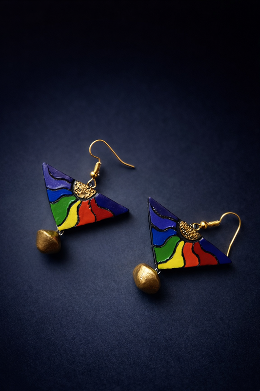 Rainbow Prism Terracotta Triangle Danglers